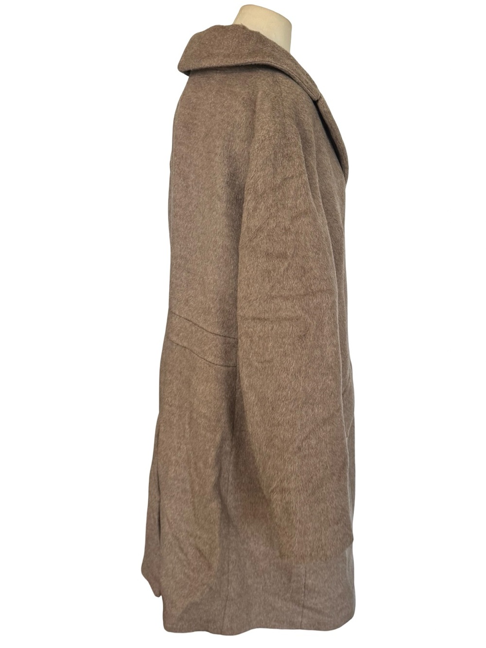 Talbots Italian Fabric Virgin Wool Blend Long Coat Taupe Brown Size 20 Classic - Picture 2 of 13